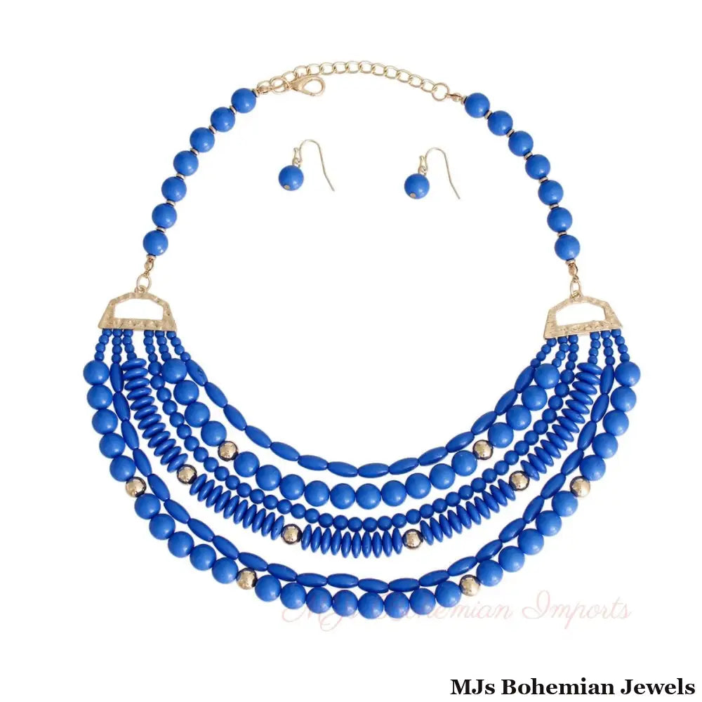 6 Layer Blue Bead Necklace