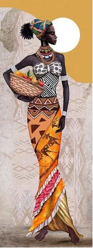 style: 1 Style, Painting style: Square-20x50cm, Painting size:  - Home Fashion Creative African Woman Diamond Painting