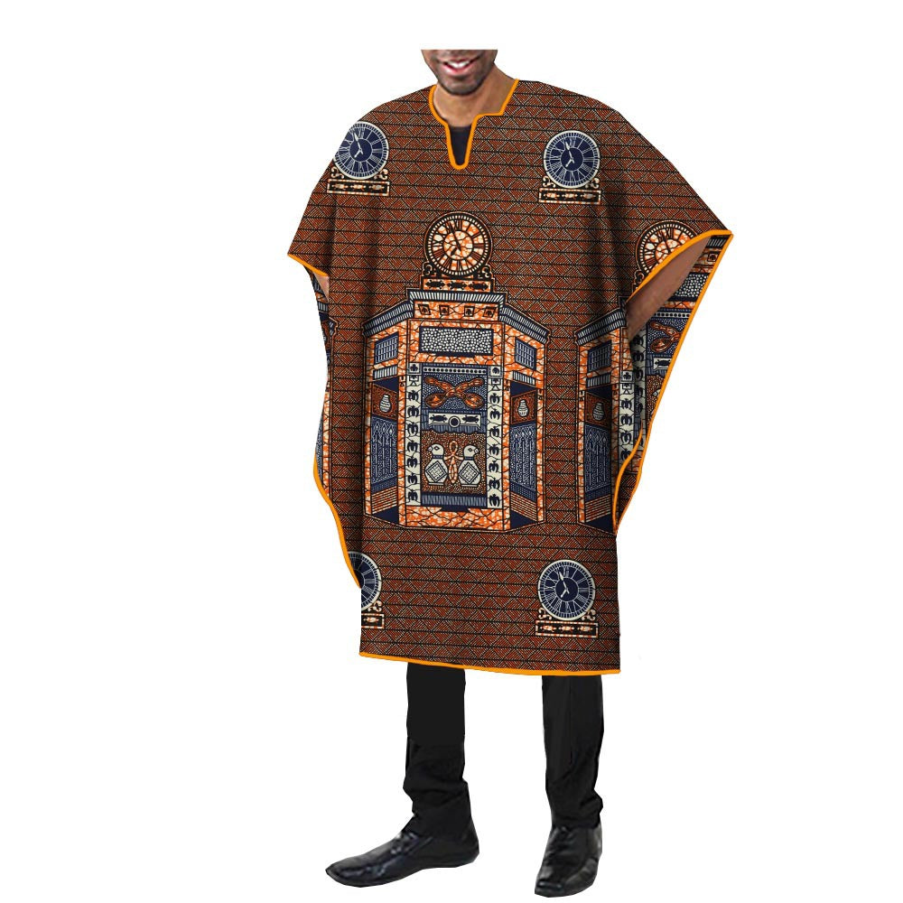 African Ethnic Print Batik Cotton Men's Casual Top