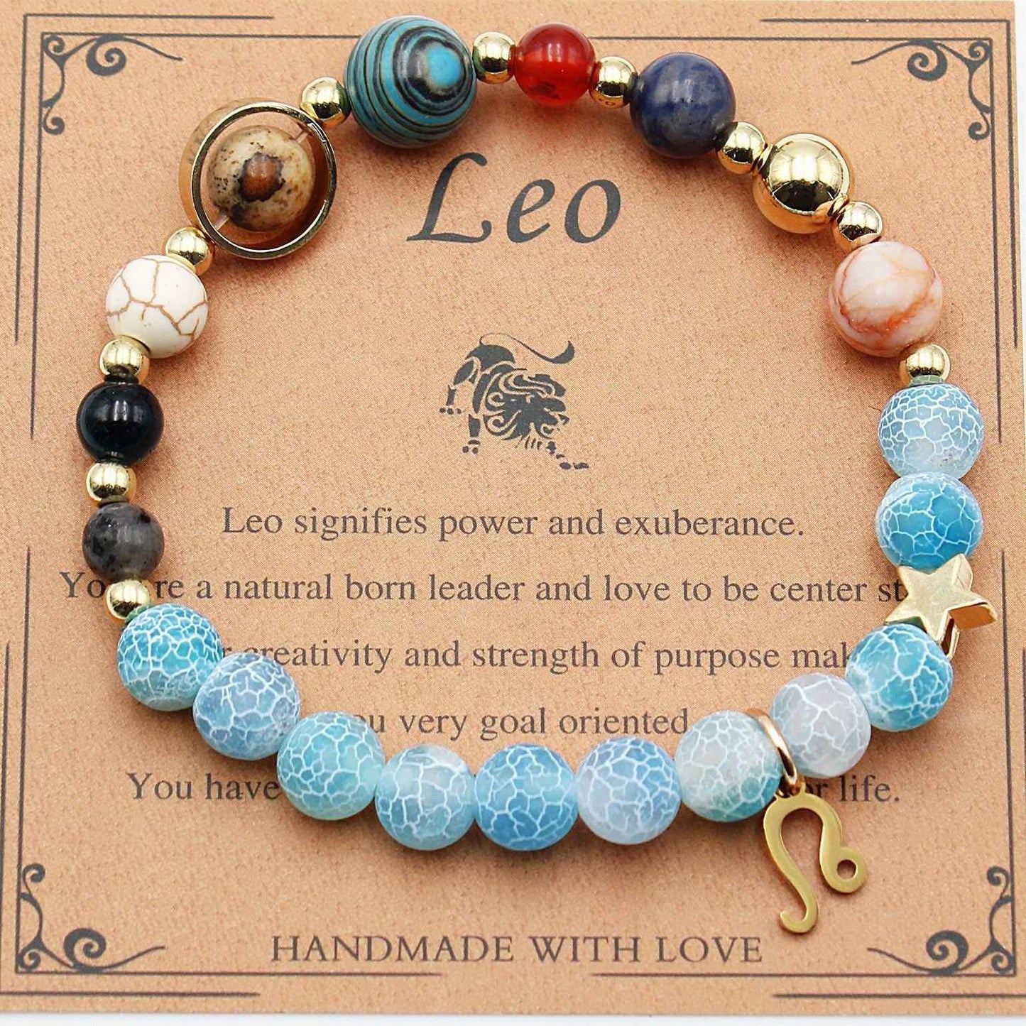 Twelve Constellations Bracelets - Natural Stone Beaded Bracelets with Eight Planet Designs