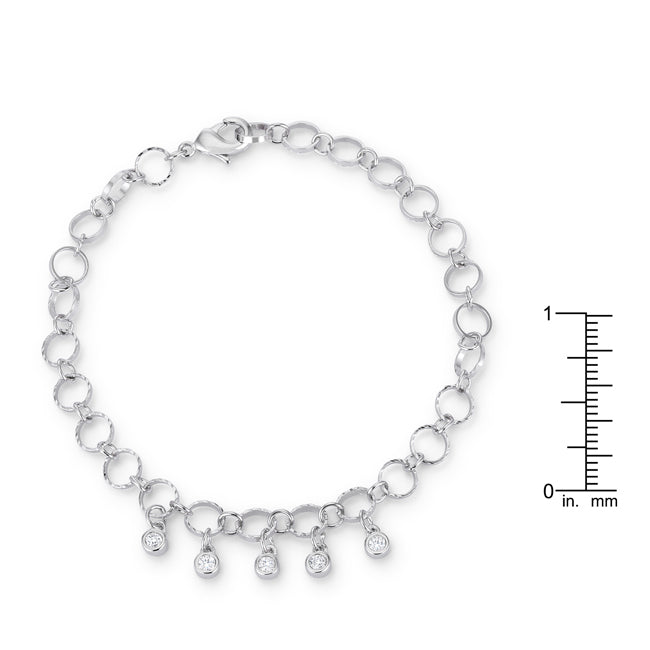 .55 Ct Stunning 8" Rhodium Bracelet with CZ Charms