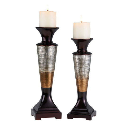 14" and 16" Tall Polyresin "Naomi" Candleholder, Egyptian Style (Set of 2)