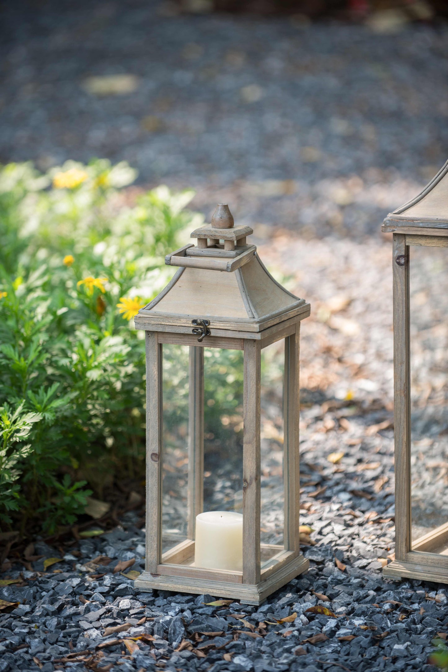 Wooden Candle Decorative Hurricane Lantern