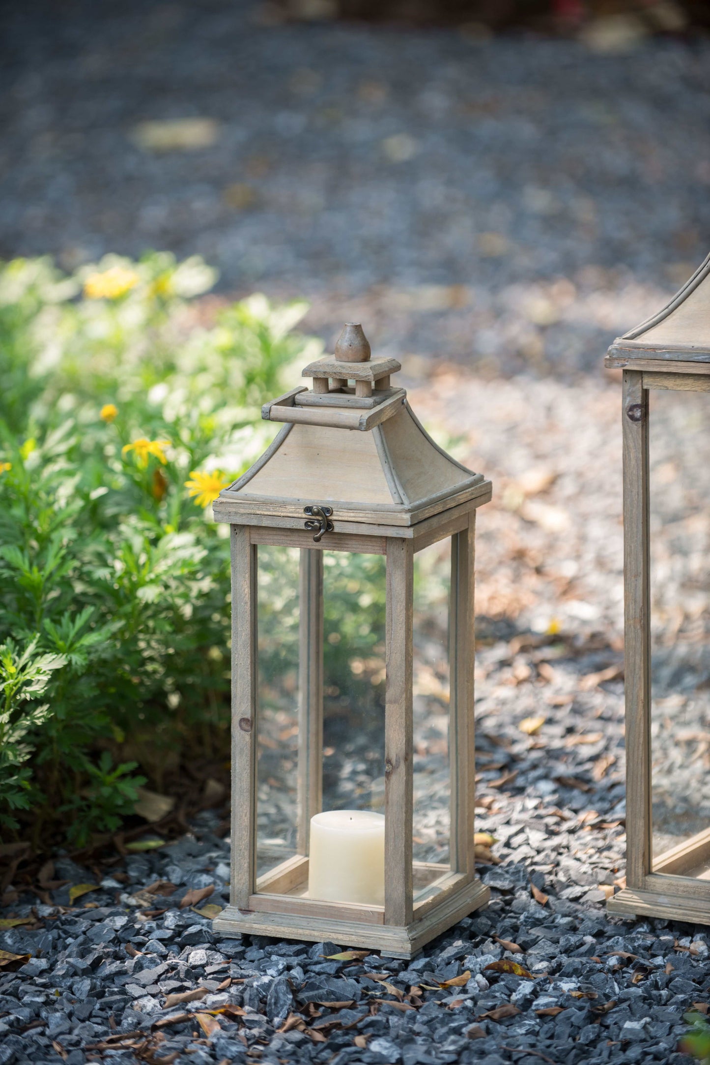 Wooden Candle Decorative Hurricane Lantern