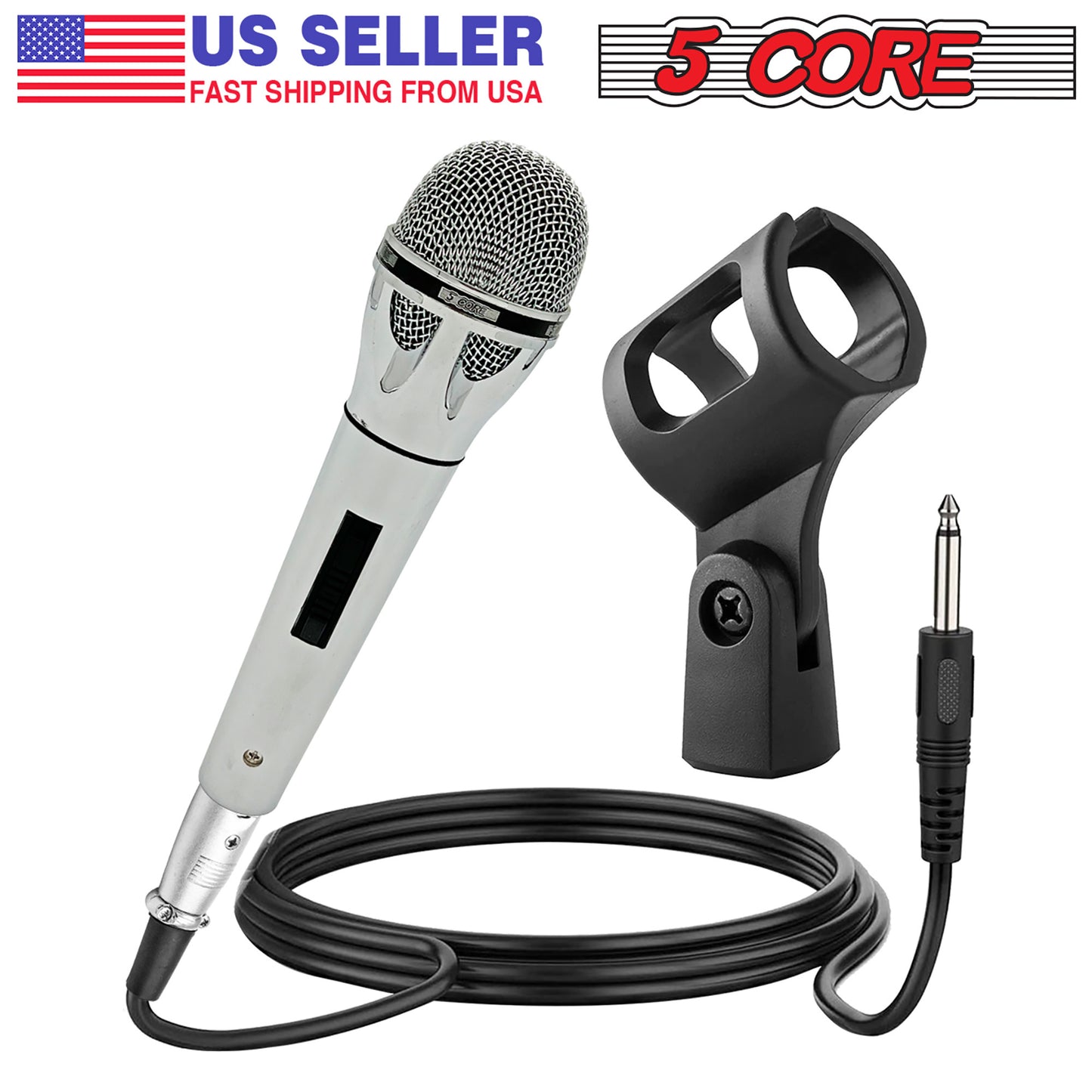 5 CORE Microphone Dynamic Vocal Handheld Mic Cardioid Unidirectional Microfono w On Off Switch + XLR Audio Cable for Singing Karaoke Public Speaking & Parties - PM 817 CH