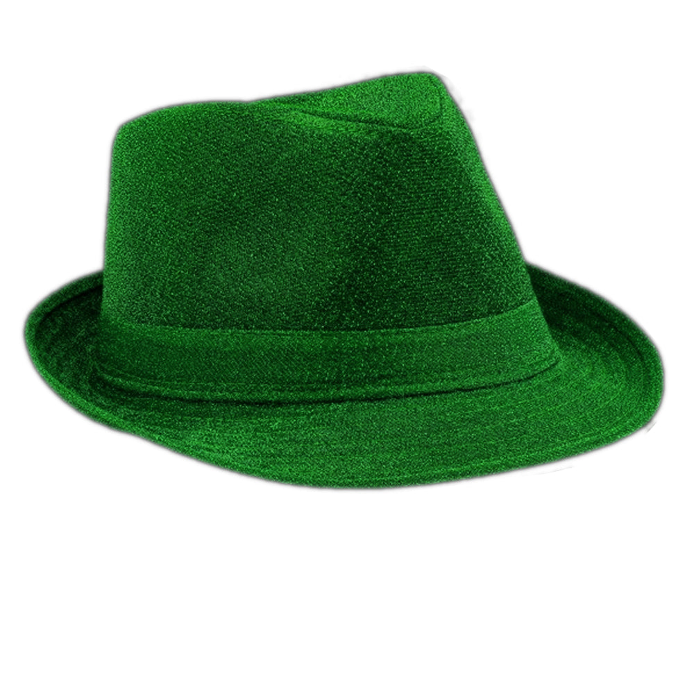 Glittery Finish Soft Green Fabric Fedora Non Light Up