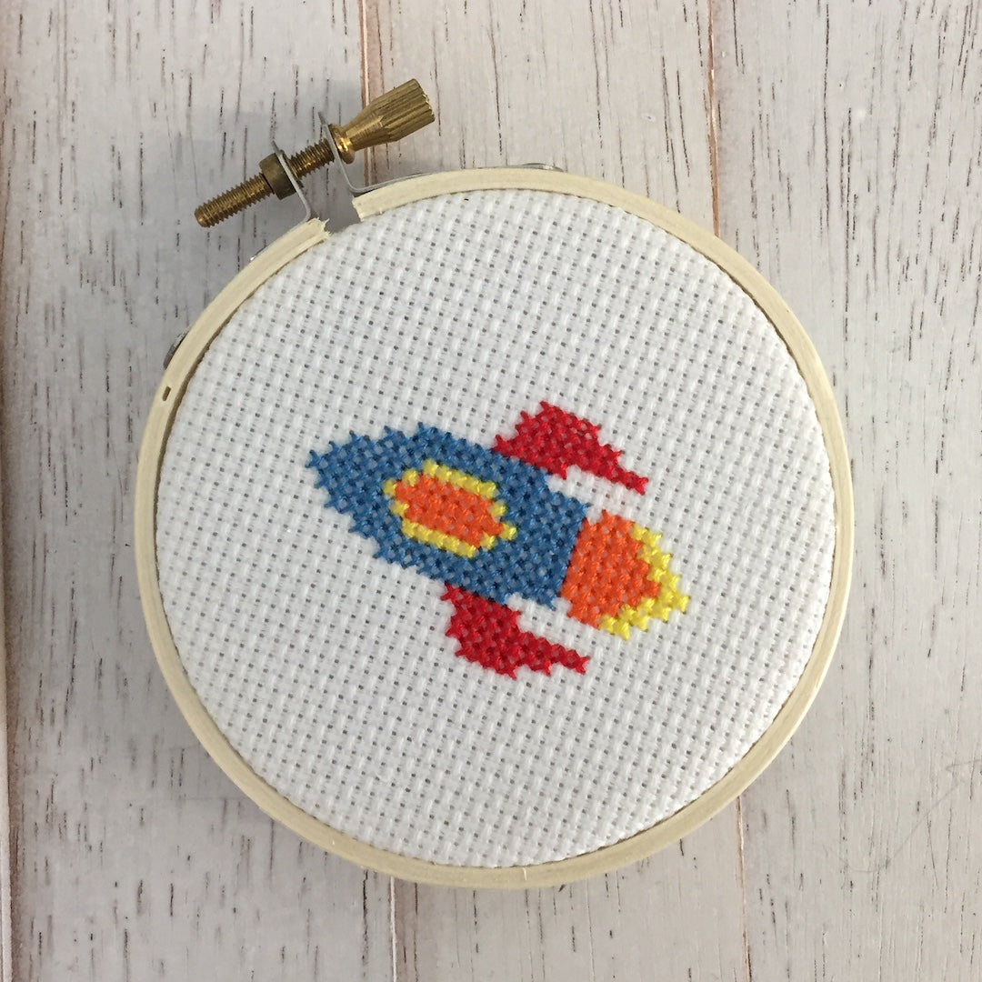 Rocket Ship Counted Cross Stitch DIY Kit