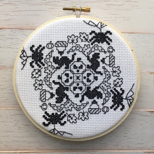 Blackwork Halloween Counted Cross Stitch DIY KIT