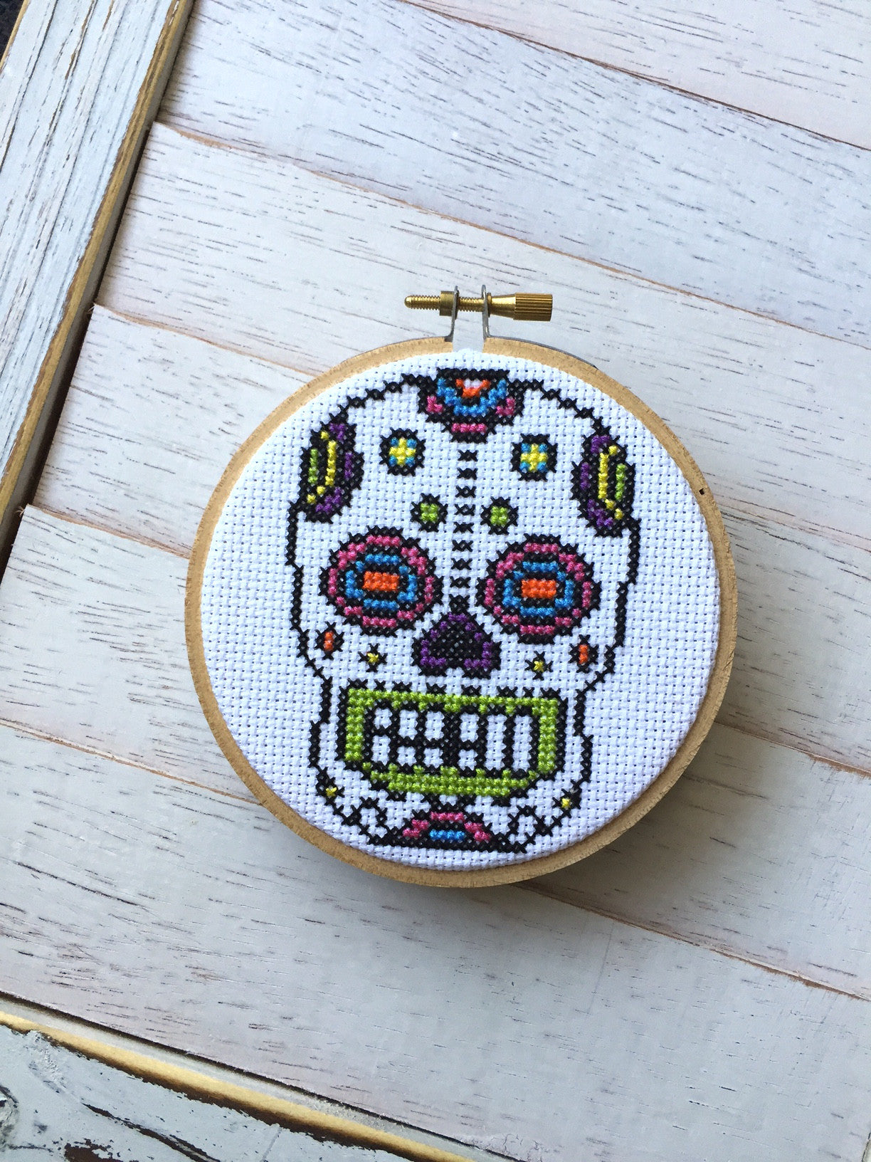 Bright Sugar Skull Counted Cross Stitch DIY KIT