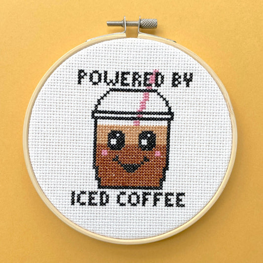 Powered By Iced Coffee Cross Stitch Kit
