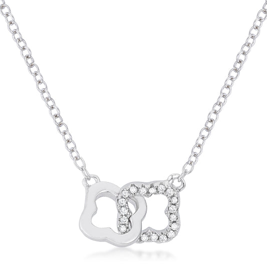 .21 Ct Rhodium Necklace with Floral Links