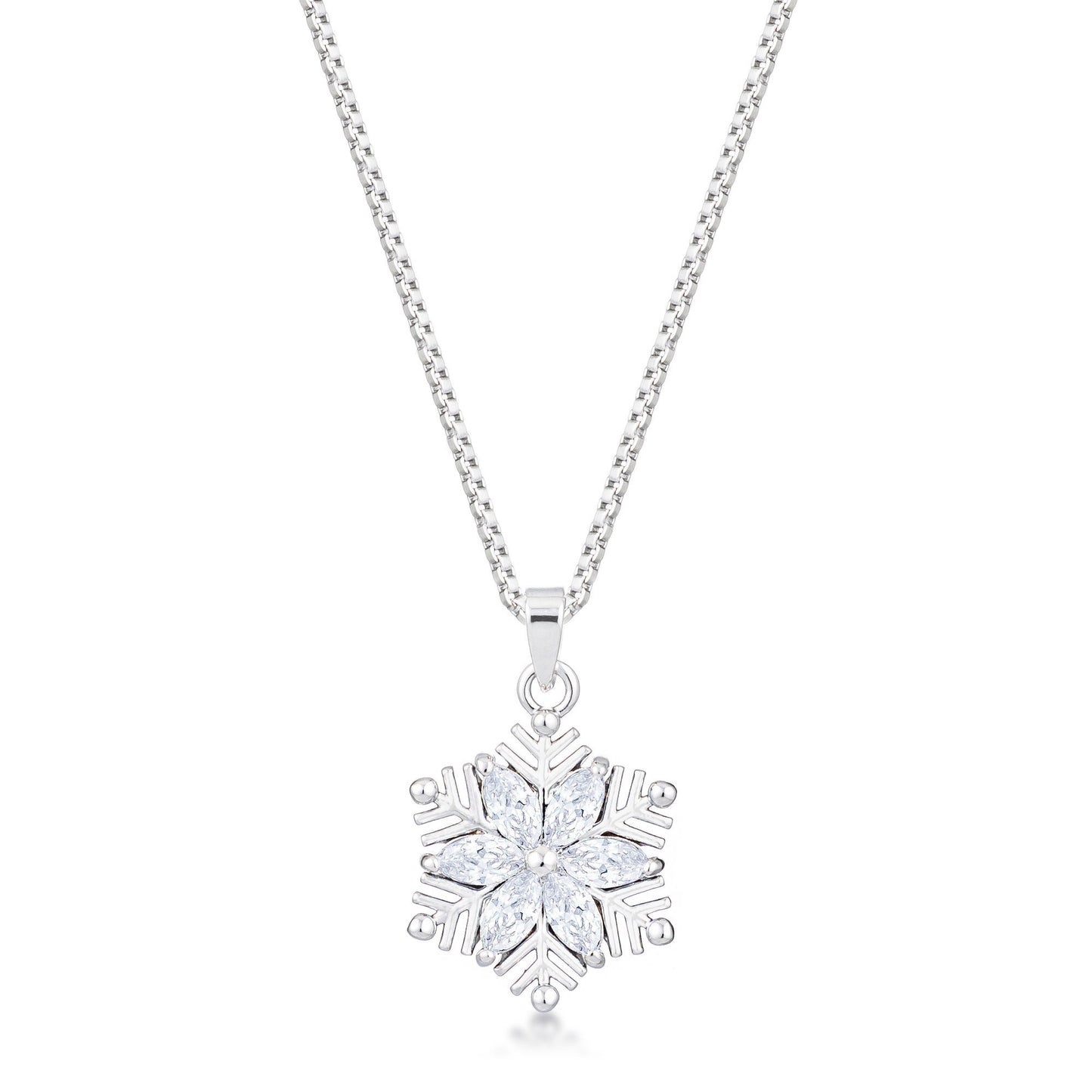 2.04Ct Rhodium Brilliant Marquise Snowflake Pendant