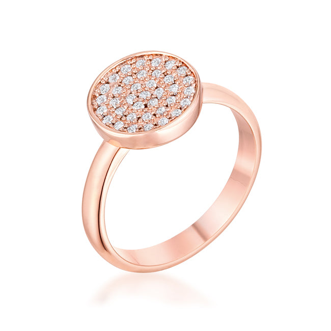 0.2ct CZ Rose Gold Pave Circle Ring Size 8