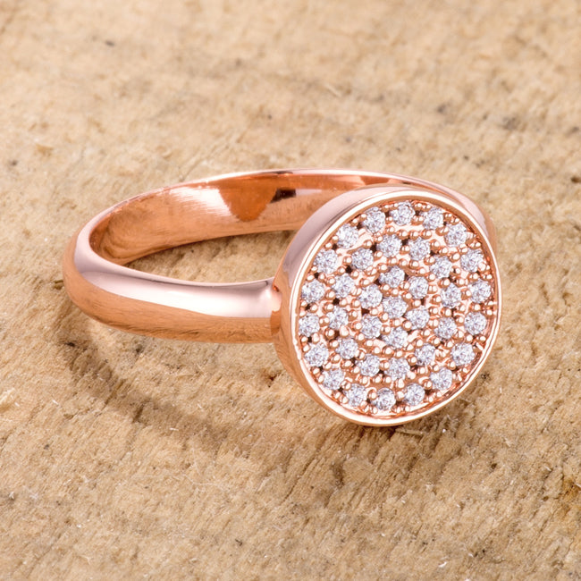 0.2ct CZ Rose Gold Pave Circle Ring Size 8