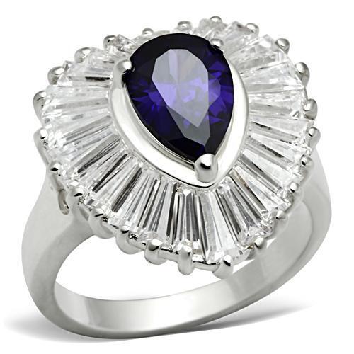 Silver 925 Sterling Silver Ring with AAA Grade CZ  in Tanzanite