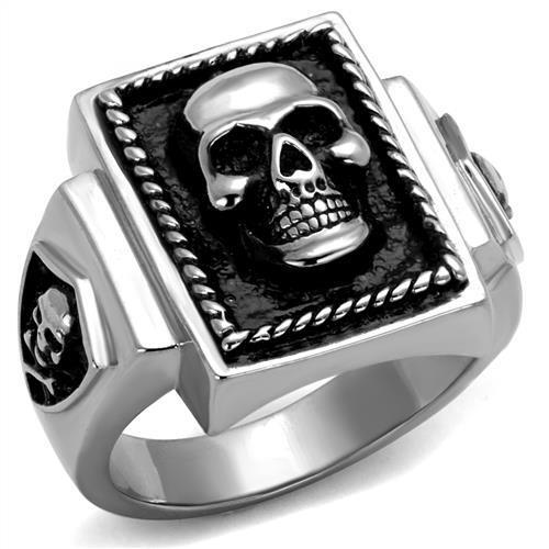 High polished (no plating) Stainless Steel Ring with Epoxy in Jet