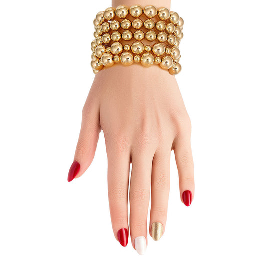 Metallic Gold Pearl Bracelets 5 Pcs
