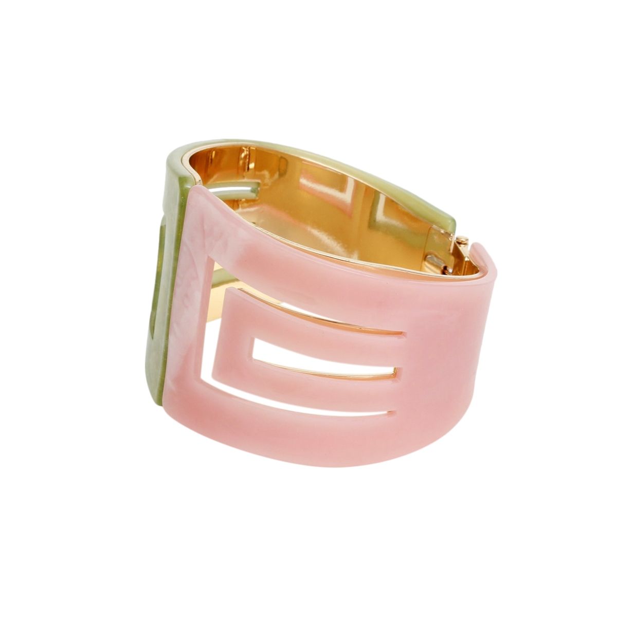 AKA Marbled Pink Green Art Deco Cuff Bracelet