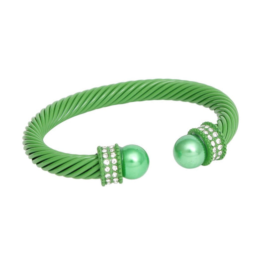 AKA Thick Green Cable Classic Bangle Bracelet