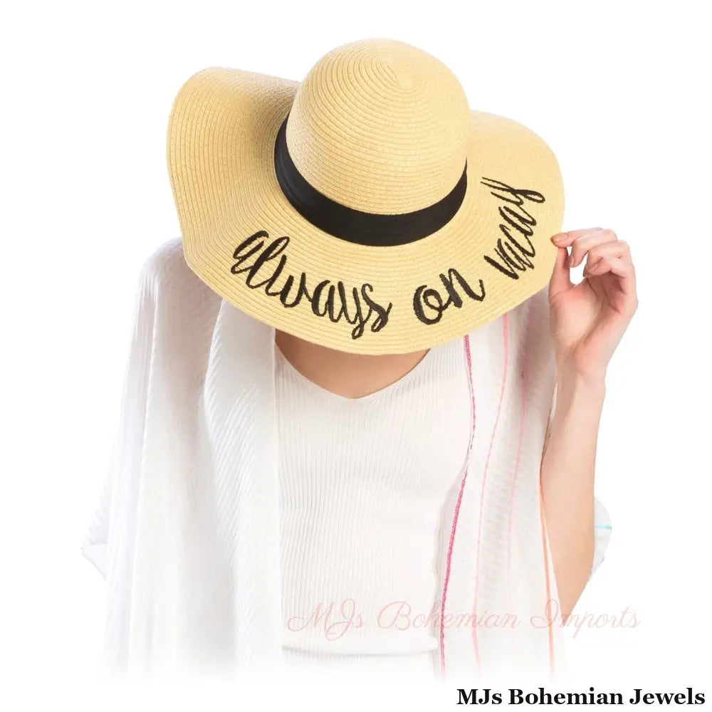 Always on Vacay Beige Floppy Hat