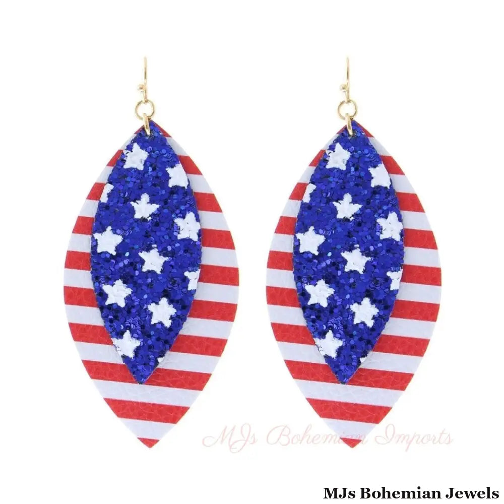 American Flag Glitter Layer Earrings