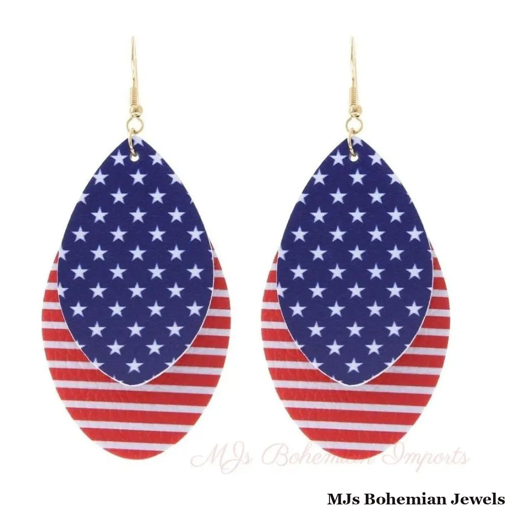 American Flag Teardrop Layer Earrings