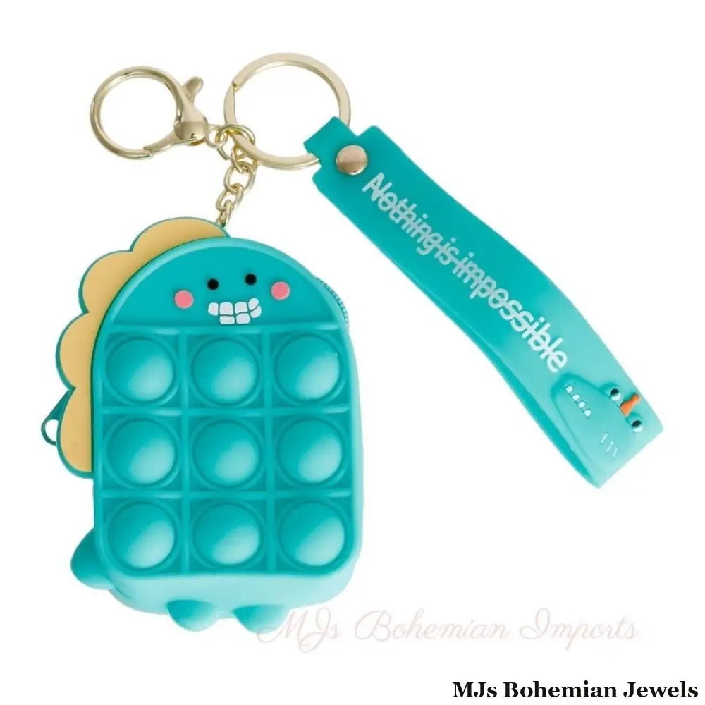 Aqua Dino Bubble Pop Keychain