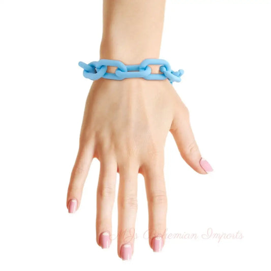Aqua Rubber Coated Chain Bracelet