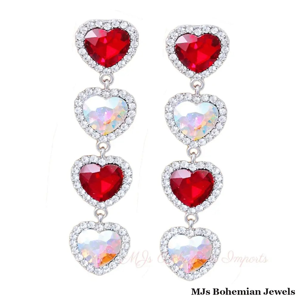 AURBO Crystal Quad Heart Earrings