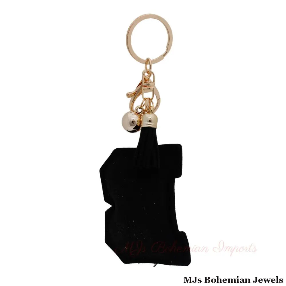 B Black Keychain Bag Charm