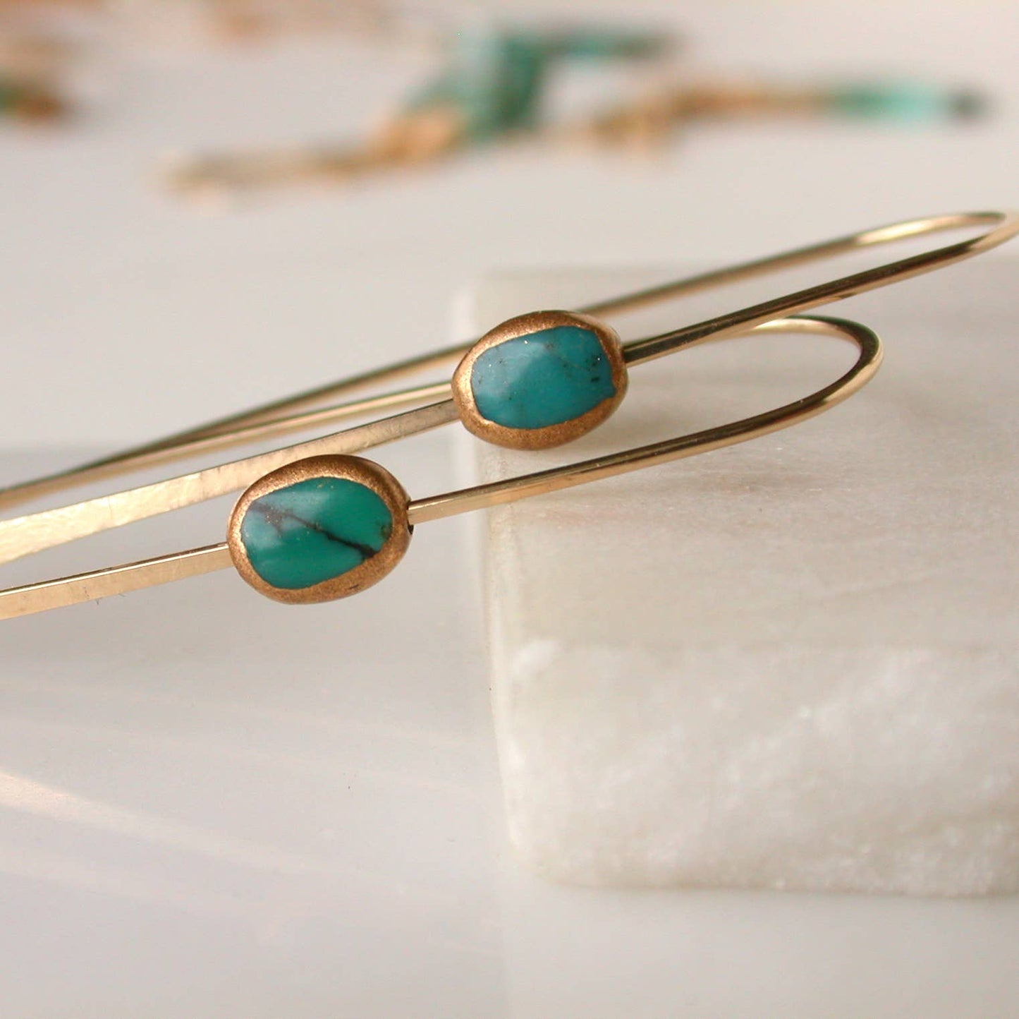 Turquoise Cabochon Threader Earrings