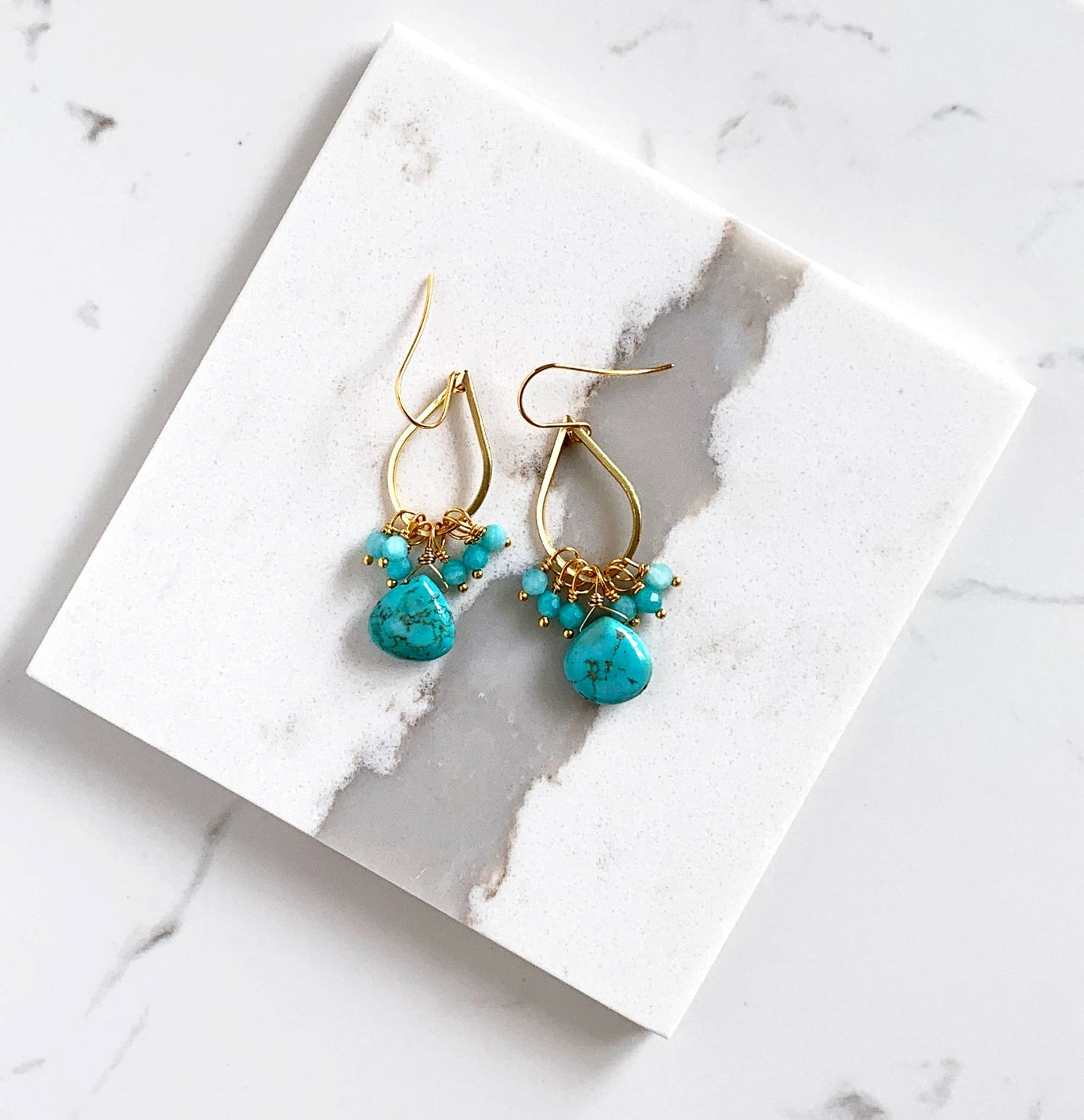 Turquoise Teardrop Earrings | Blue Green Earrings