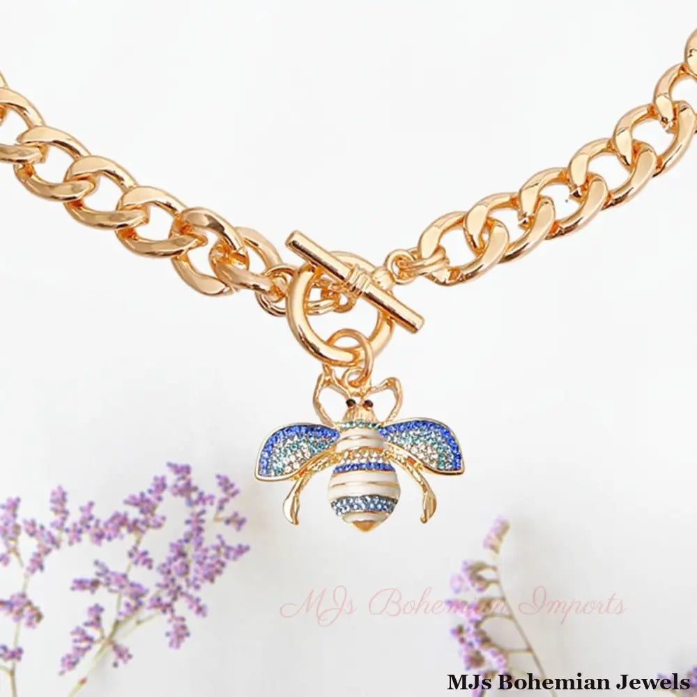 Bee Charm Toggle Necklace - 1.5 Inch Pendant