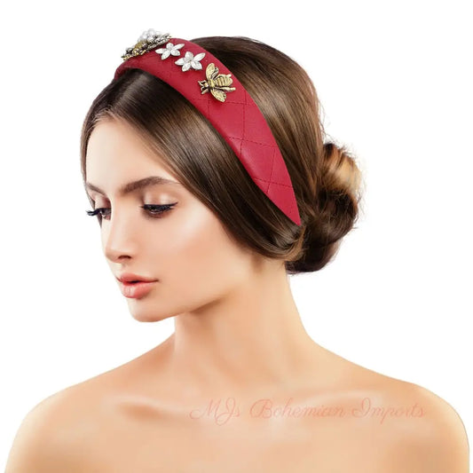 Bee-luxe Headband: Red Leather