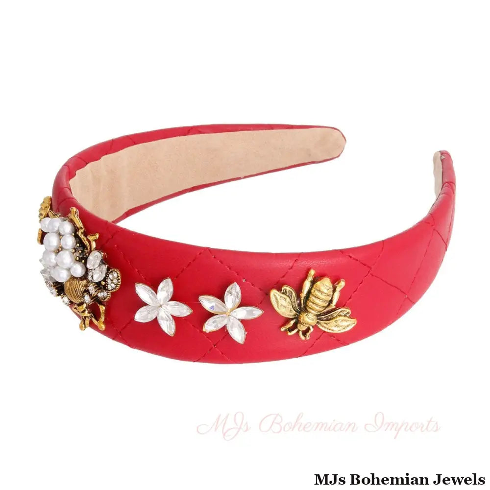 Bee-luxe Headband: Red Leather