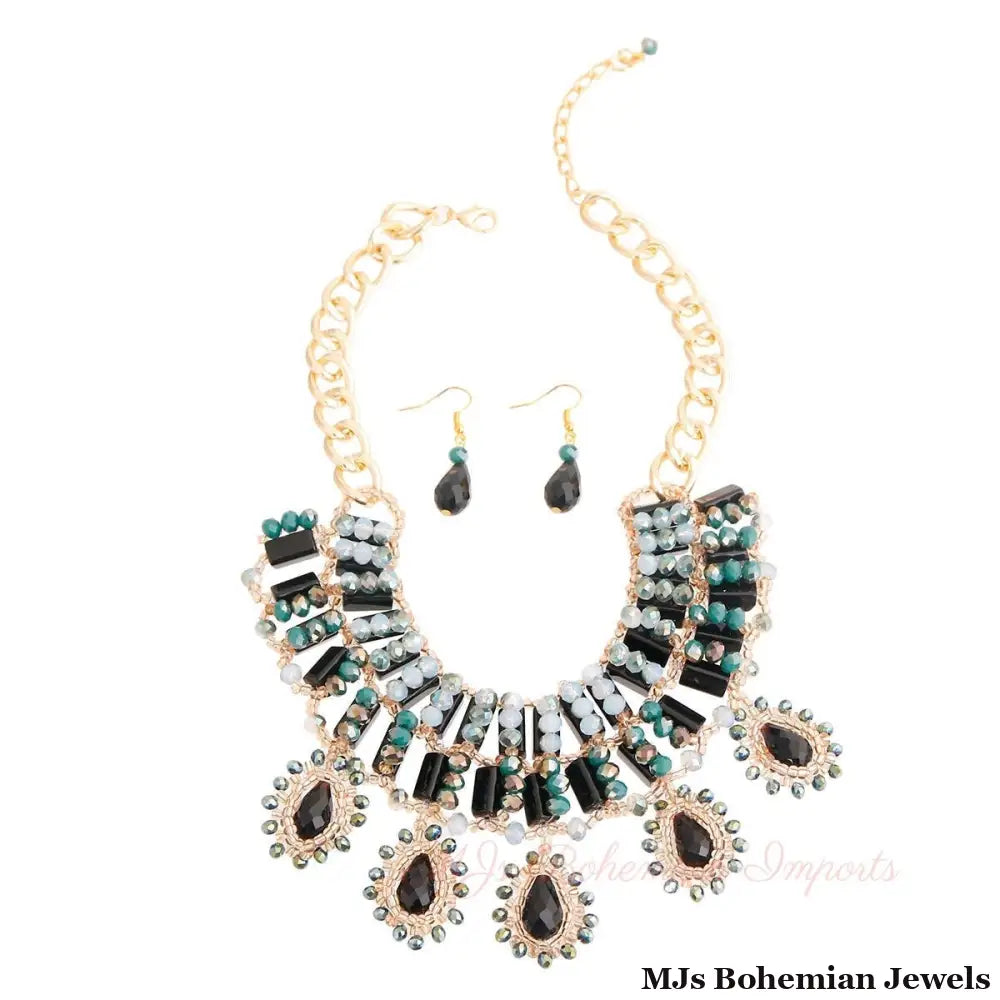 Black and Gold Bead Collar Set
