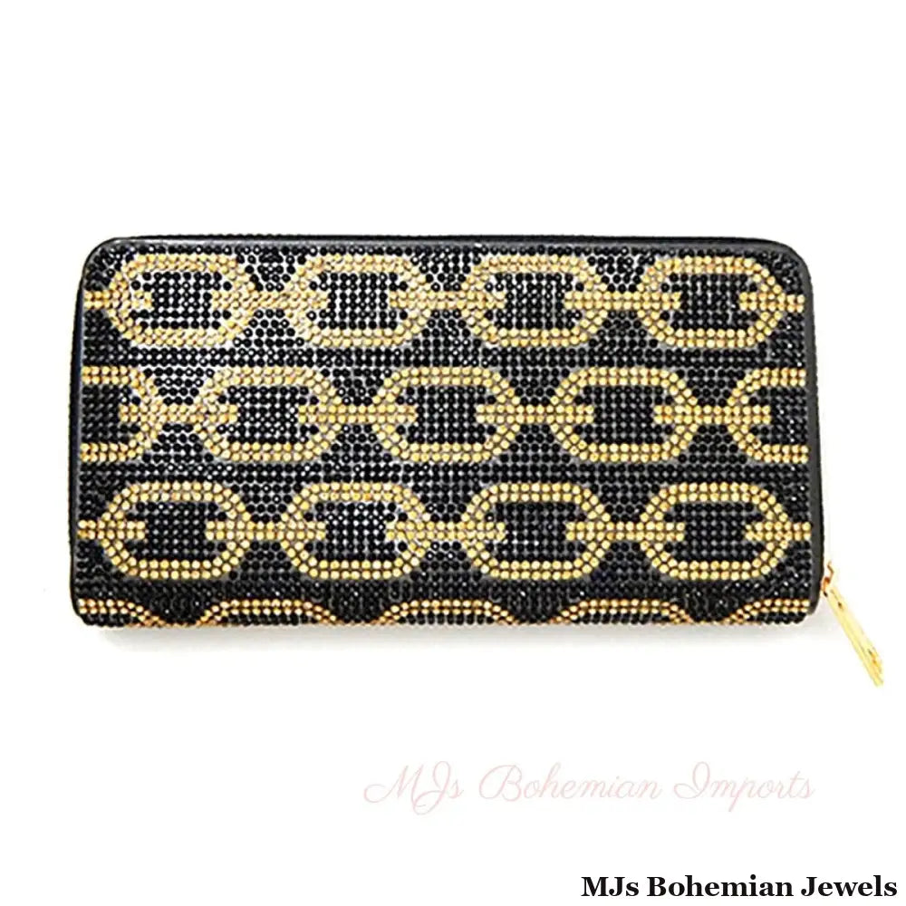 Black and Gold Rhinestone Wallet