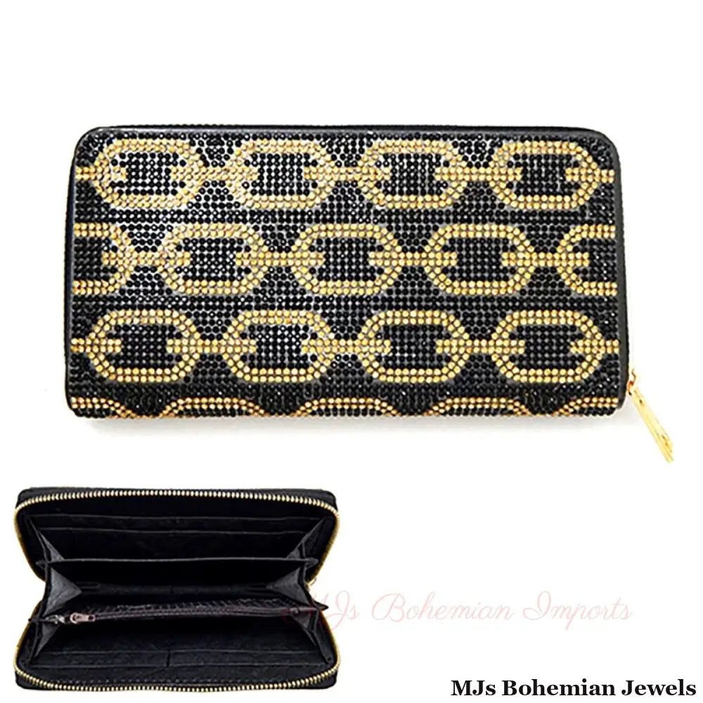 Black and Gold Rhinestone Wallet