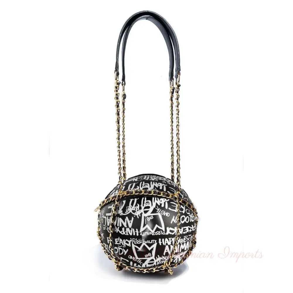 Black and White Graffiti Basketball Bag
