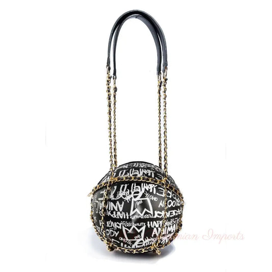Black and White Graffiti Basketball Bag