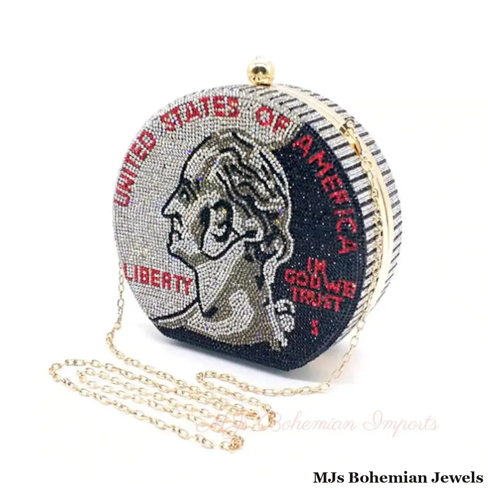 Black Bling US Coin Luxury Clutch