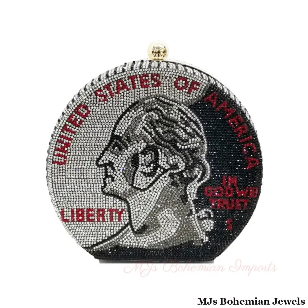 Black Bling US Coin Luxury Clutch