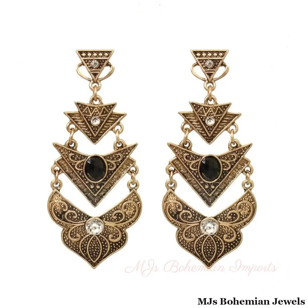 Black Burnished Silver Drop Earrings