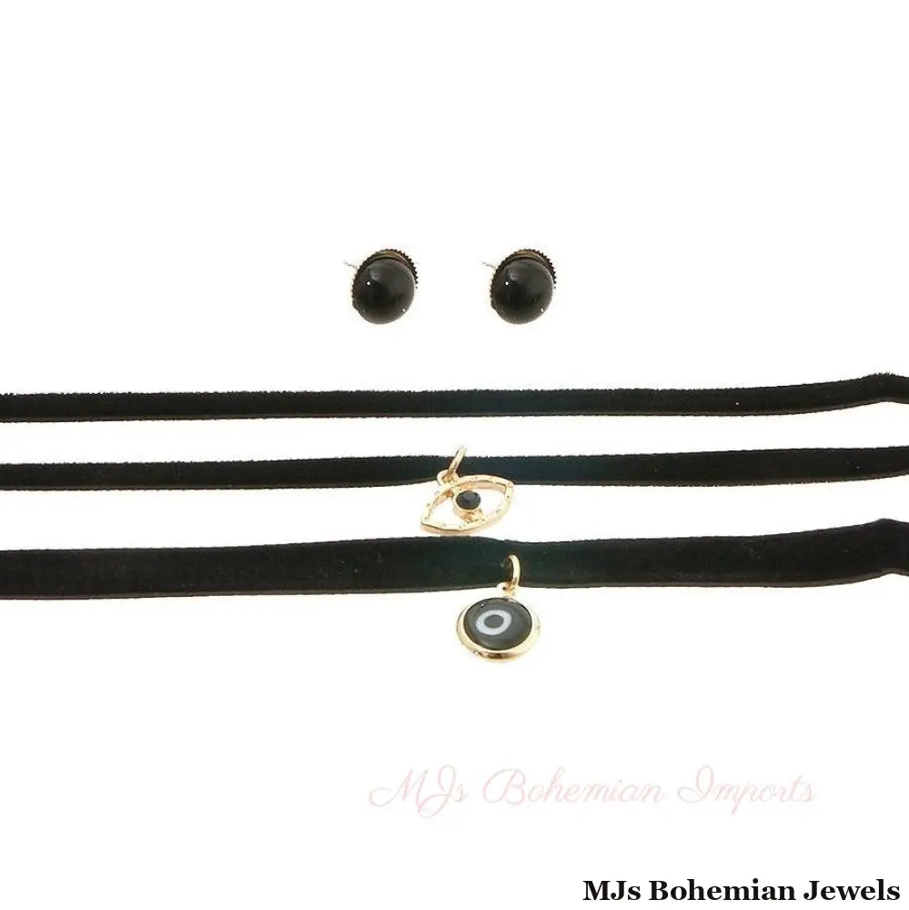 Black Evil Eye Layered Choker