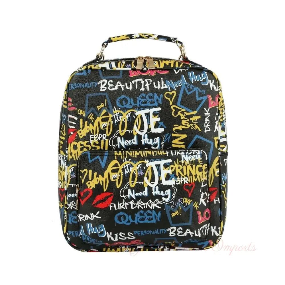 Black Graffiti Trolley Sleeve Backpack
