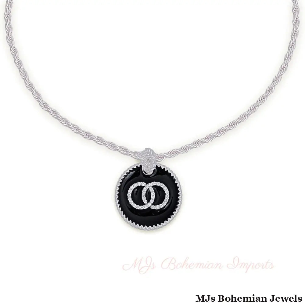 Black Infinity Pendant Silver Twisted Chain