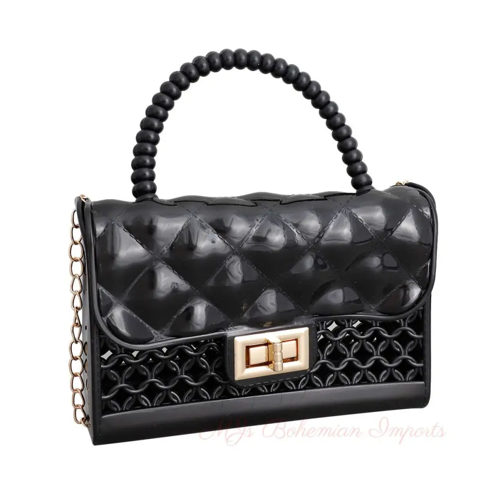Black Jelly Top Handle Mini Crossbody