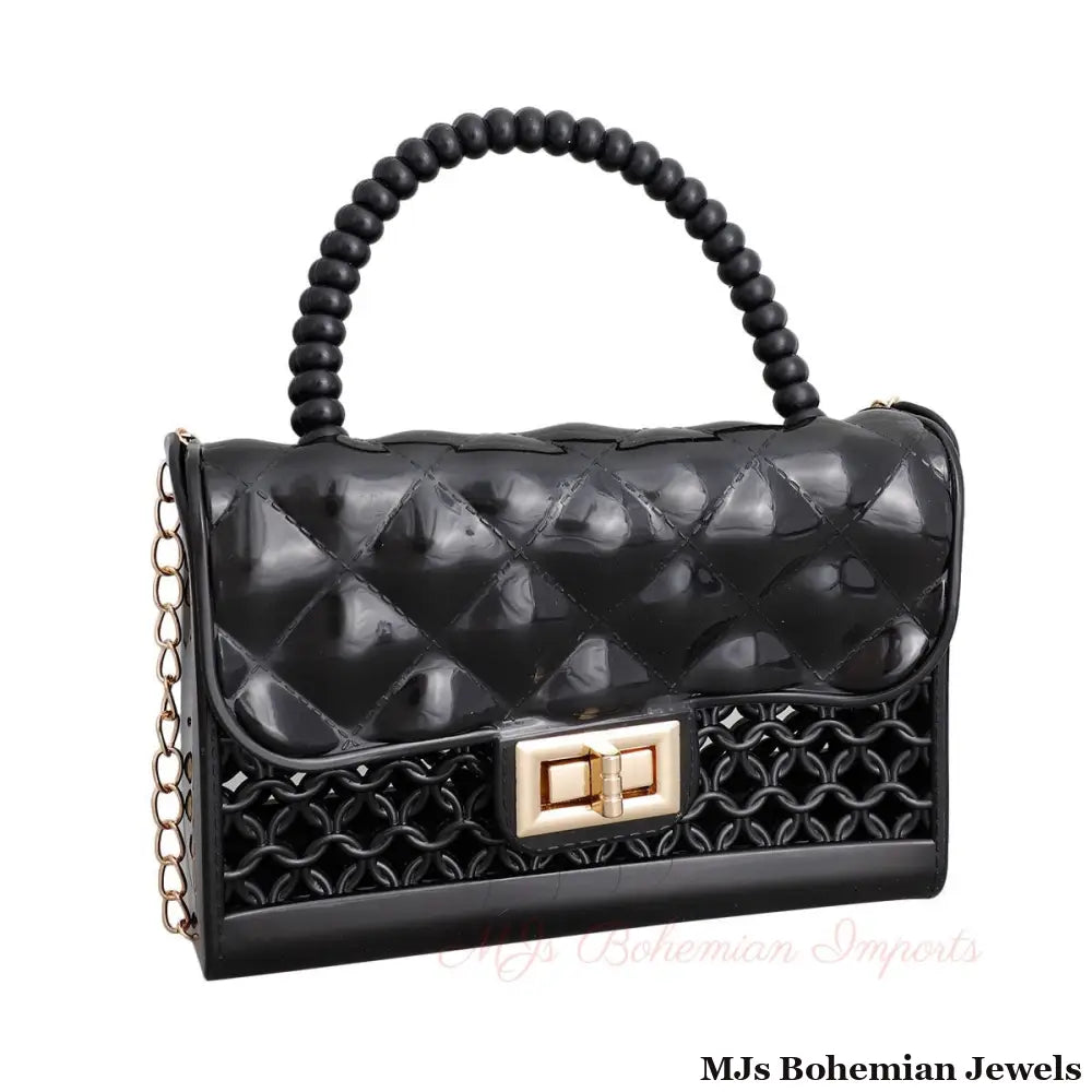 Black Jelly Top Handle Mini Crossbody