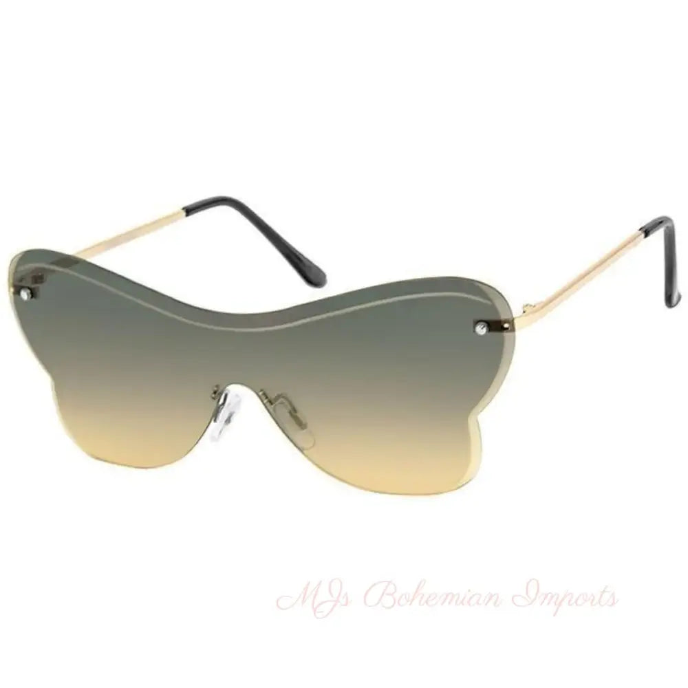 Black One Piece Butterfly Sunglasses
