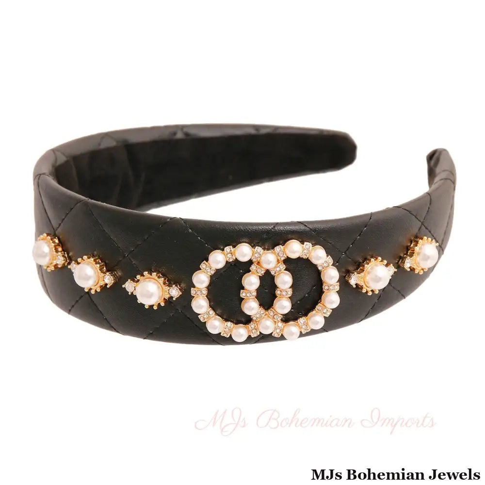 Black Pearl Elegance: Bespoke Headband